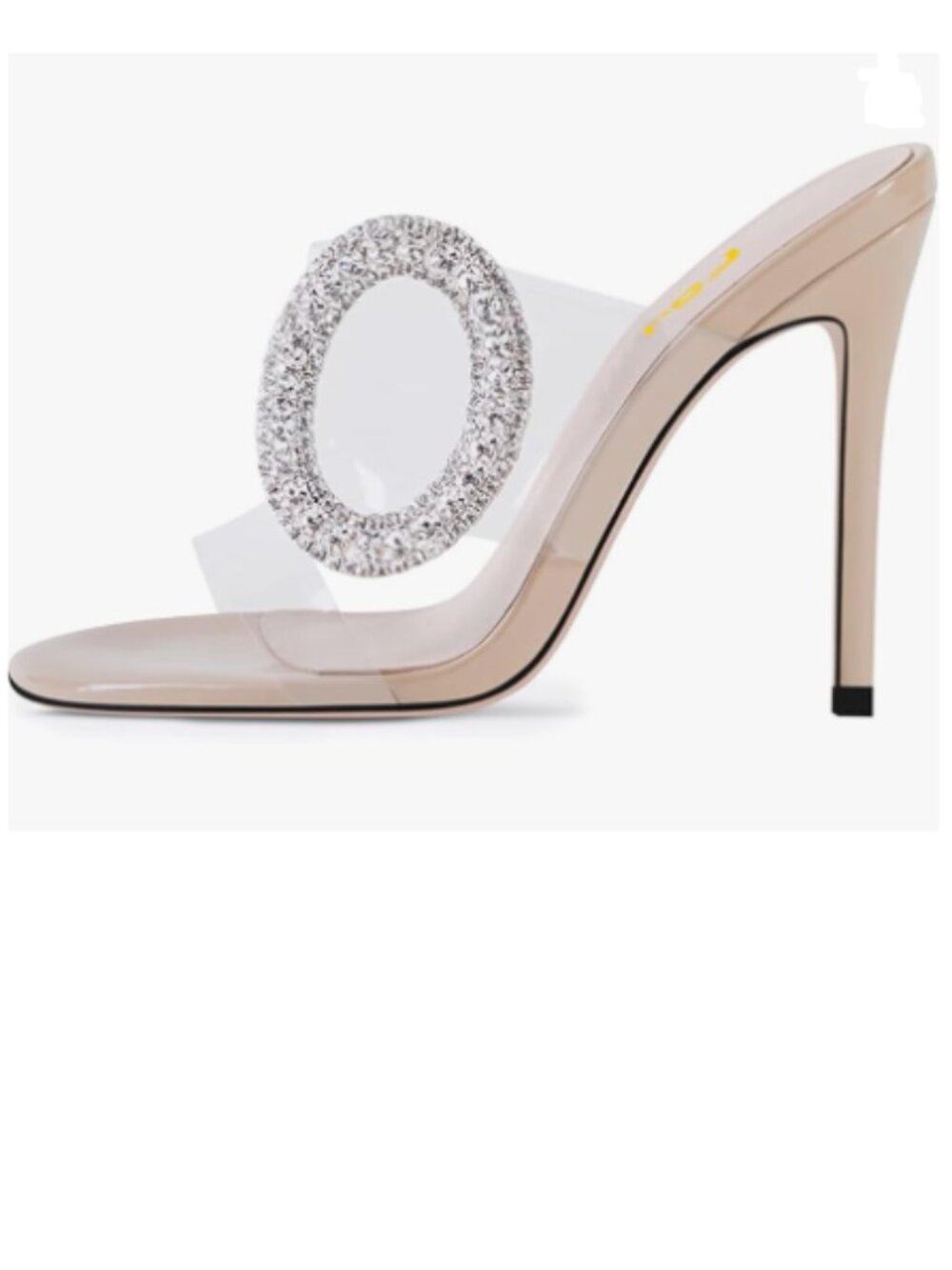FSJ Wheat Circular Ring Decoration Clear Two Straps Open Toe High Heel Mule